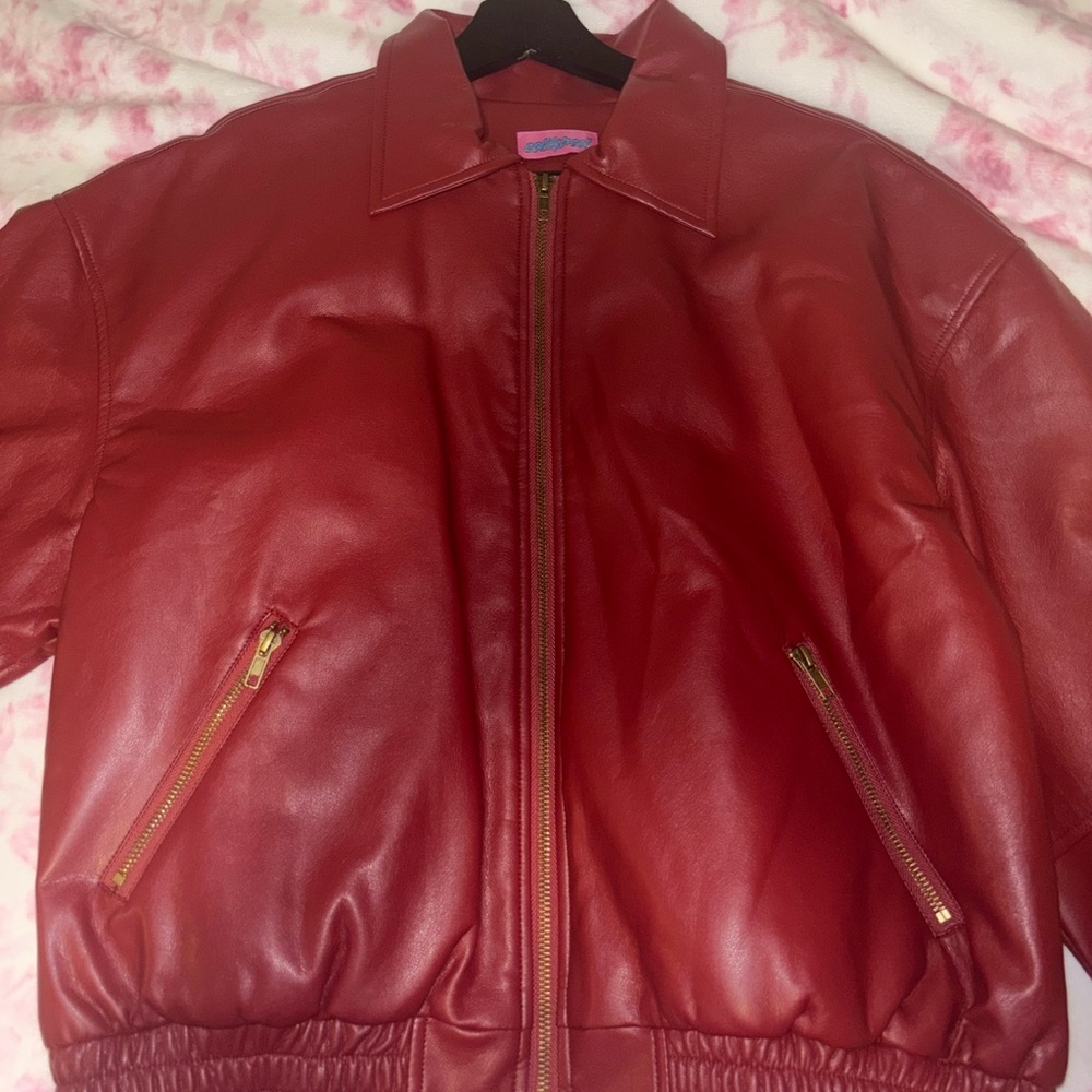 Edikted Halley Faux Leather Bomber Jacket